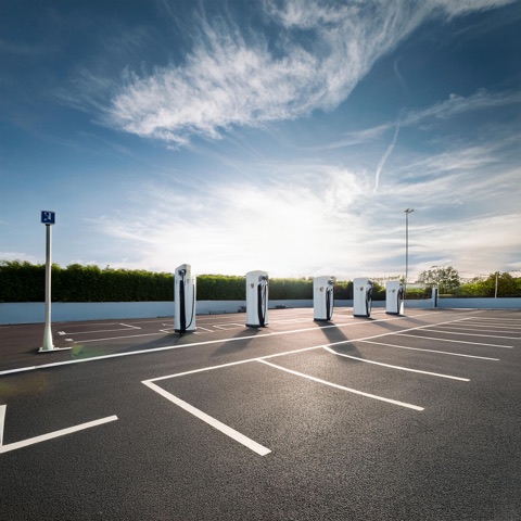 Parking lot with empty spaces